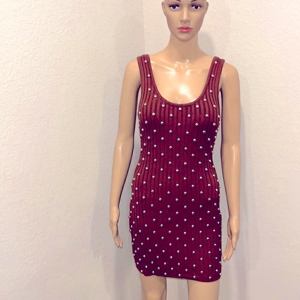 NWT- NBD very well made sweater mini dress w/ studs